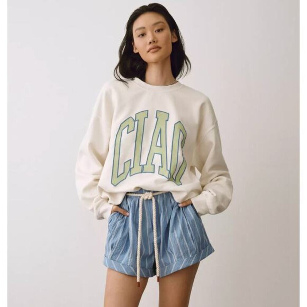 Anthropologie blue‎ striped pleated shorts